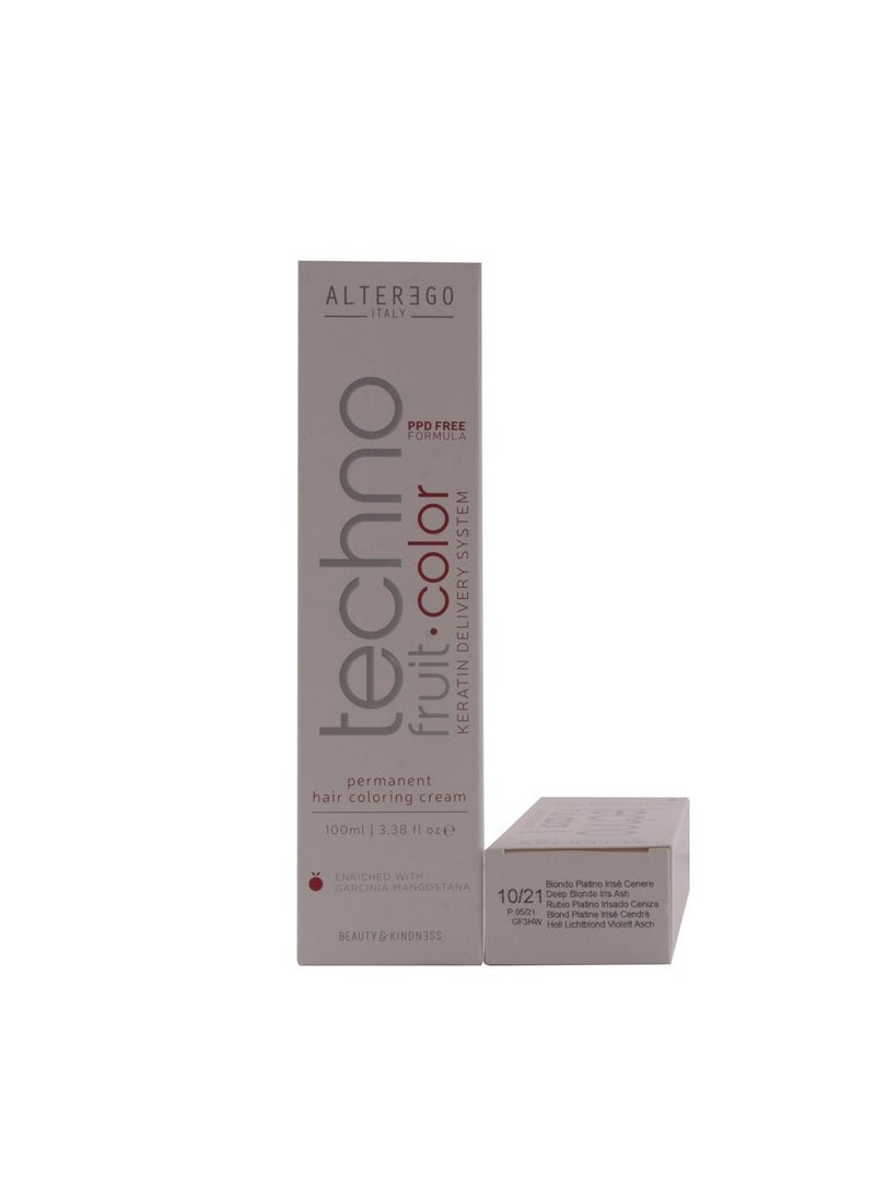 ALTER EGO Technofruit Hair Color Deep Blonde Iris Ash 10/21 100ml 