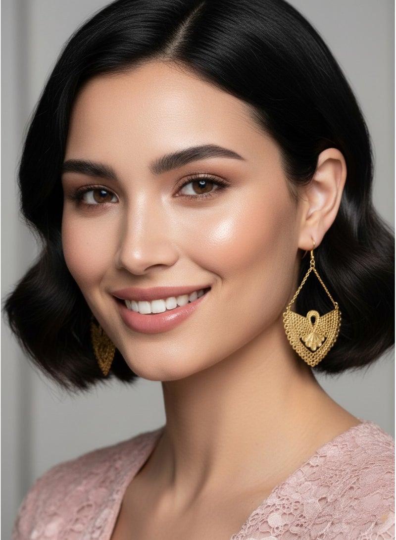 Julia Store 18K Gold Plated Stainless Steel Aesthetic Exquisite Luxury Romantic Elegant Dainty Gold Cute Trendy Minimalist Charm Elegant Vintage Egyptian Oriental Traditional Dangle Earrings Jewelry Gift - Image 3