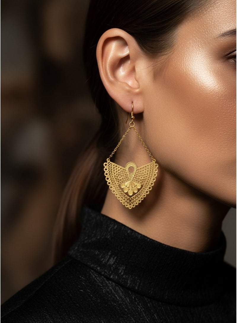 Julia Store 18K Gold Plated Stainless Steel Aesthetic Exquisite Luxury Romantic Elegant Dainty Gold Cute Trendy Minimalist Charm Elegant Vintage Egyptian Oriental Traditional Dangle Earrings Jewelry Gift - Image 5