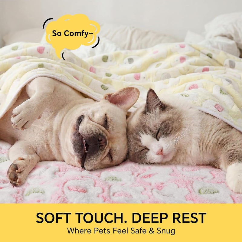 1 Pack 3 Blankets Super Soft Fluffy Premium Cute Elephant Pattern Pet Blanket Flannel Throw for Dog Puppy Cat Blue/Pink/Yellow Large(41x31 inch) - Image 2