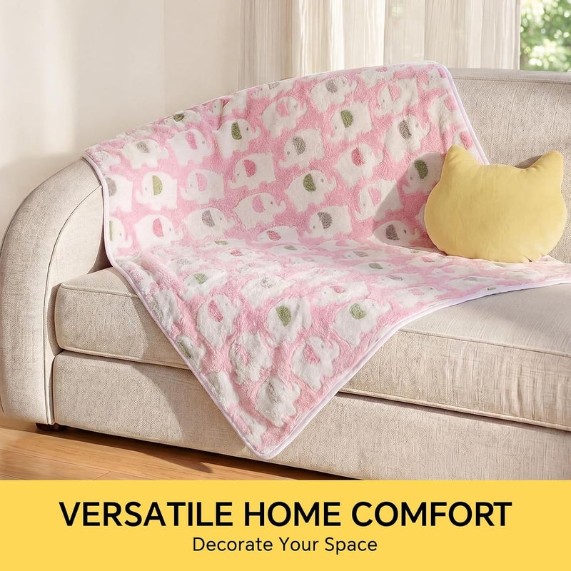 1 Pack 3 Blankets Super Soft Fluffy Premium Cute Elephant Pattern Pet Blanket Flannel Throw for Dog Puppy Cat Blue/Pink/Yellow Large(41x31 inch) - Image 5