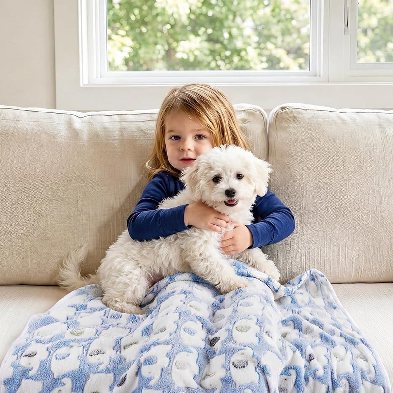 1 Pack 3 Blankets Super Soft Fluffy Premium Cute Elephant Pattern Pet Blanket Flannel Throw for Dog Puppy Cat Blue/Pink/Yellow Large(41x31 inch) - Image 4