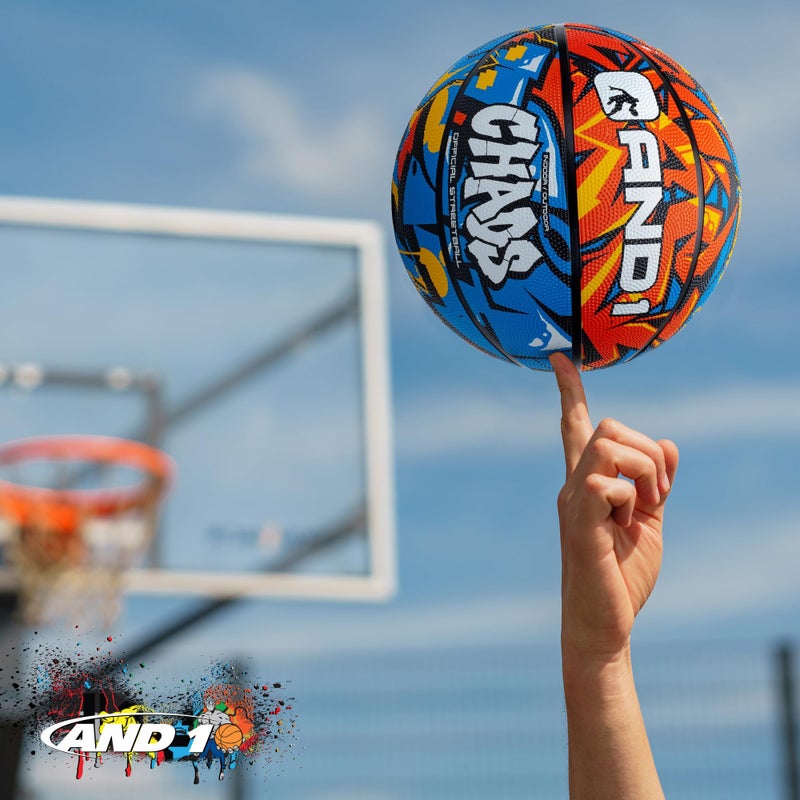 AND1 Chaos Rubber Basketball: Official Regulation Size 7 (29.5 inches) Rubber Basketball - Deep Channel Construction Streetball, Made for Indoor Outdoor - Image 5