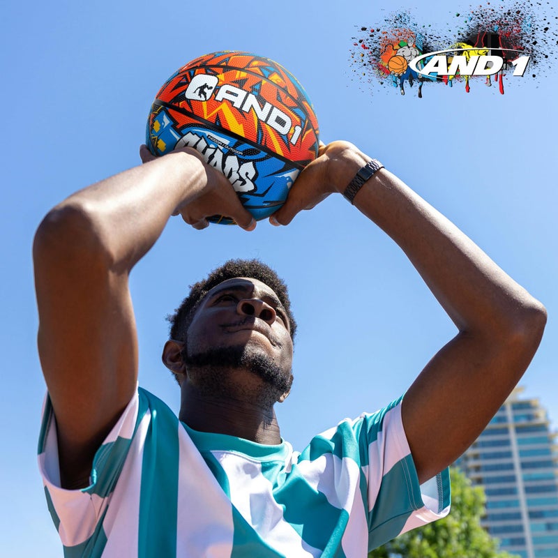 AND1 Chaos Rubber Basketball: Official Regulation Size 7 (29.5 inches) Rubber Basketball - Deep Channel Construction Streetball, Made for Indoor Outdoor - Image 4
