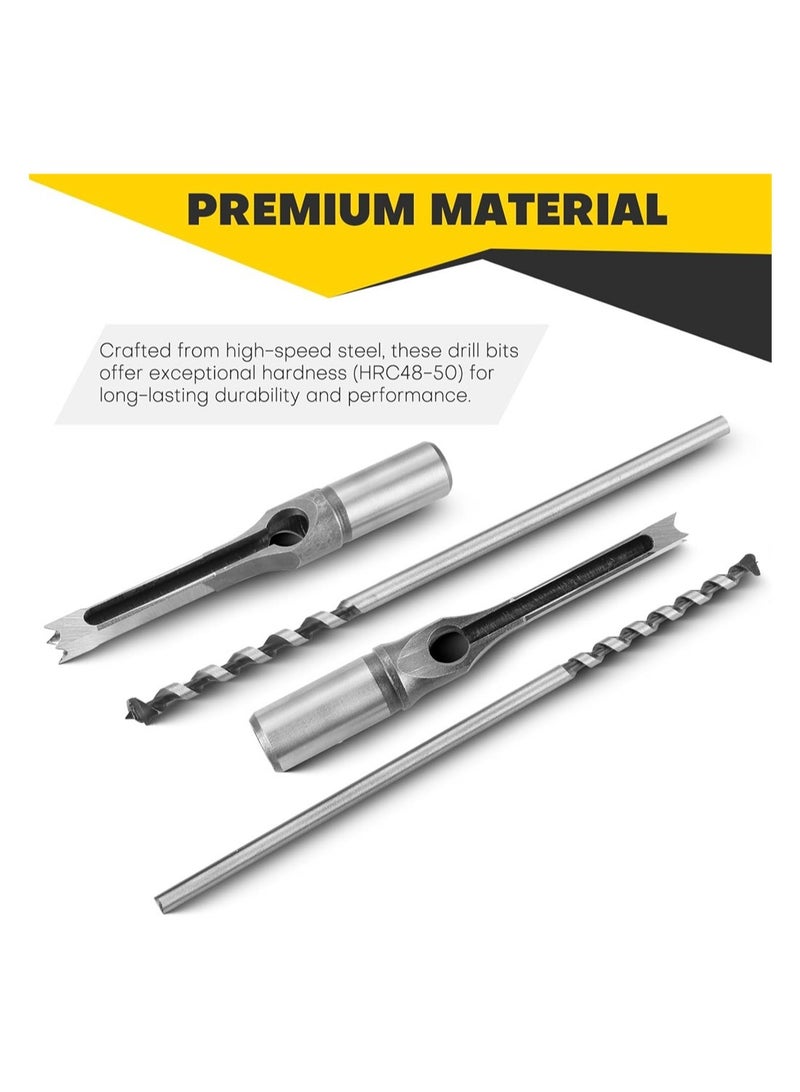 KASTWAVE Square Hole Drill Bit Set 7 Pack High-Speed Steel Woodworking Mortise Chisel Bits 1/4” 5/16“ 3/8" 1/2" 9/16" 5/8" 3/4" for Precise Square Hole Drilling - Image 3