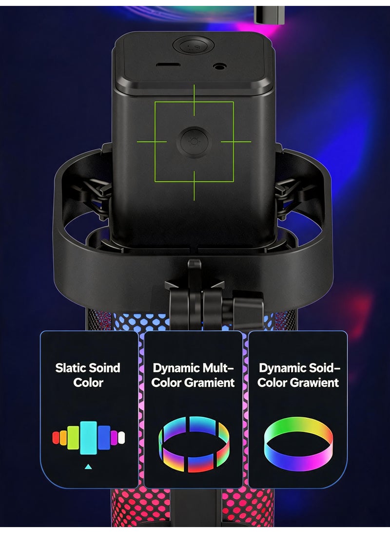 ميكروفون ألعاب ZFSZ M6 USB مزود بإضاءة RGB على شكل خلية نحل، وميزة كتم الصوت بنقرة واحدة، ومؤشر مستوى الصوت LED، وحامل احترافي مقاوم للاهتزاز، مخصص لأجهزة الكمبيوتر الشخصي وPS5 والبث المباشر ويوتيوب - Image 5