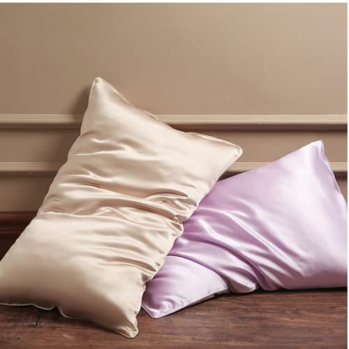 ROSEWARD Beige Silk Pillow Cases with Zipper Made in USA, Real Silk Pillowcase for Acne Prone Skin Standard Size, 6A Grade Pure 22 Momme, 1 Pc 20"x26" (Standard, Beige) - Image 4