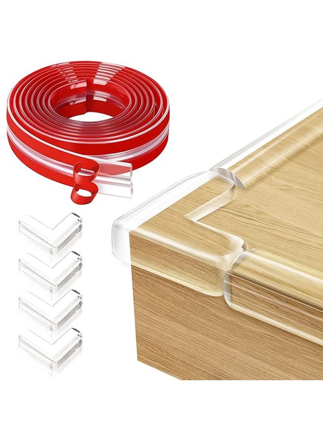 Safety Edge Corner Protector Set, with 4 Pack Corner Guards, Silicone Soft Corner Protectors with Upgraded Pre Taped Strong Adhesive, for Kids Safety Child Table Cabinets Furniture Bumper for Table - 3m - Image 1