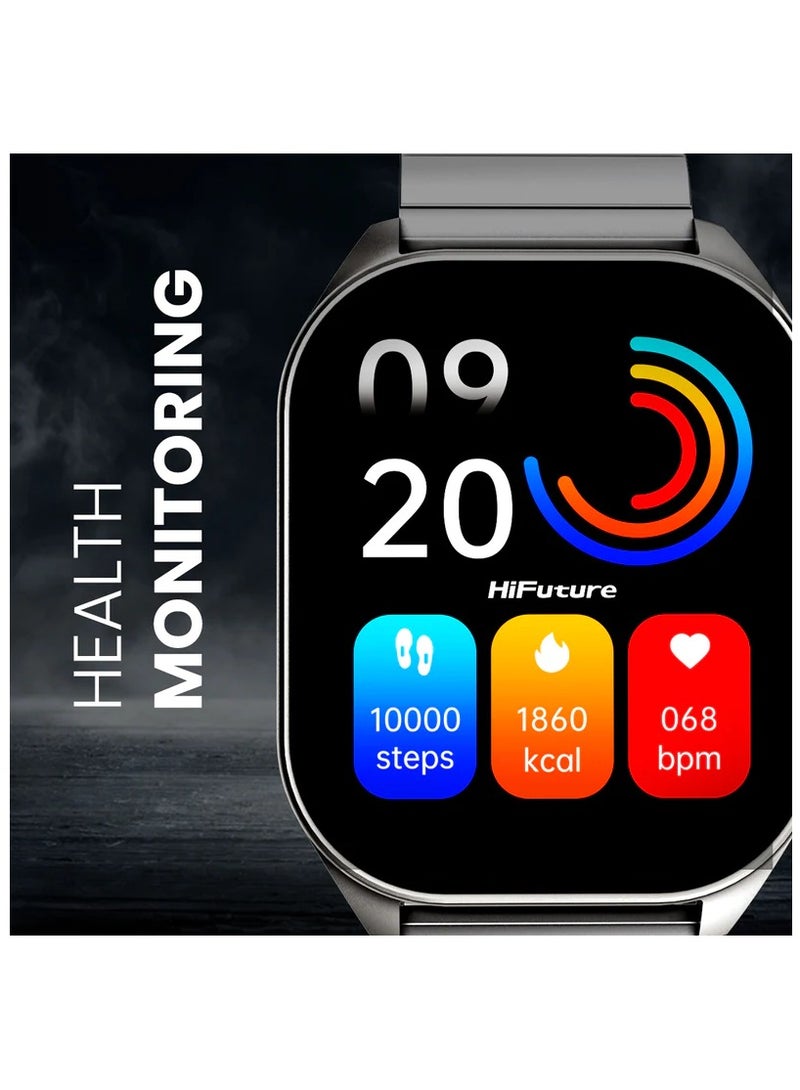 HiFuture Apex 2.04" Amoled Stainless Steel Wireless Calling Smartwatch - Silver - Image 2