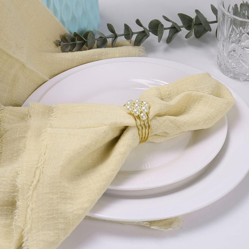 FEKIDO Handmade Cloth Napkins 100 Cotton Napkins with Fringe Set of 12166 x 166 Inch Reusable Soft Napkins for DinnerRusticPartyWeddingsChristmasThanksgiving DayHalloweenIvory - Image 3