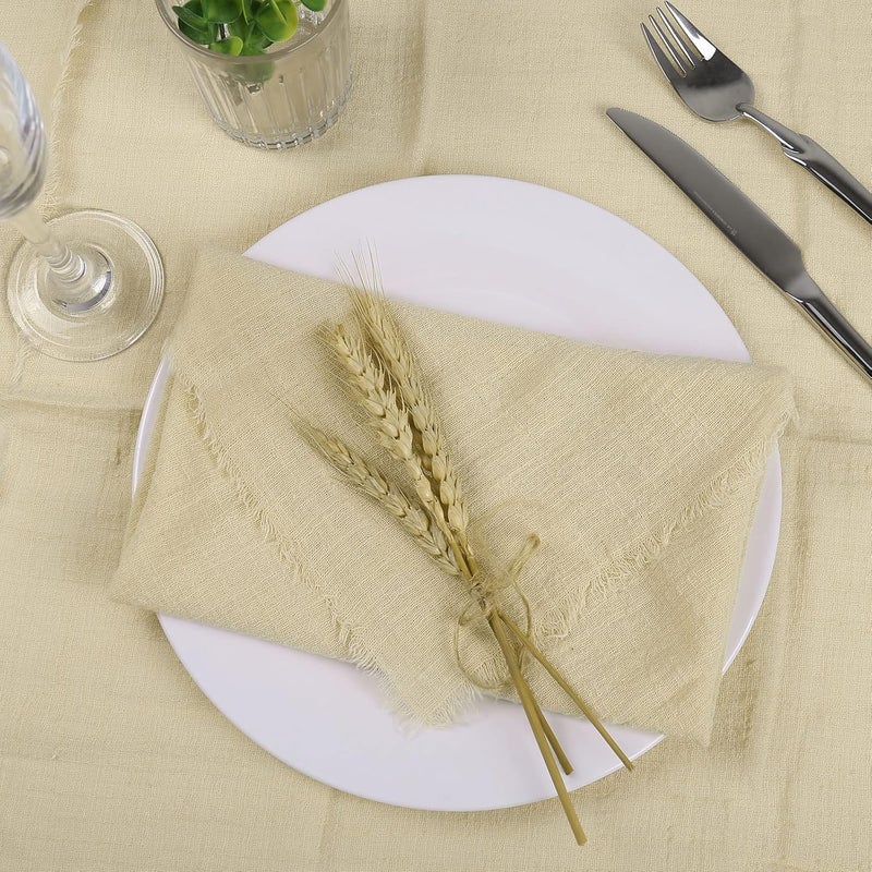 FEKIDO Handmade Cloth Napkins 100 Cotton Napkins with Fringe Set of 12166 x 166 Inch Reusable Soft Napkins for DinnerRusticPartyWeddingsChristmasThanksgiving DayHalloweenIvory - Image 5