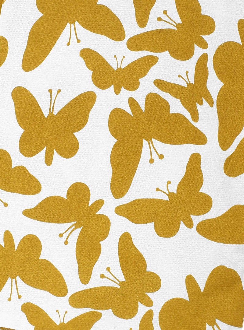 Dekor World Cotton Yellow Butterfly Printed and Solid Napkin Set (Pack of 12) - Image 4