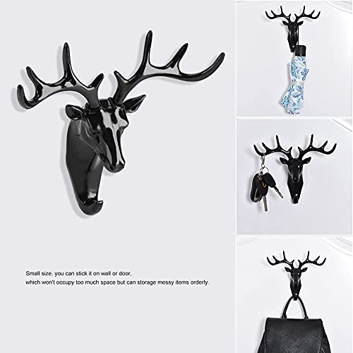 KPNG Creative Home Living Room Bedroom Decoration Animal Head Deer Black Resin Wall Mounted Cute Hook Jewelry Key Scarf Bag Hanger Robes Coat Rack (Pack of-1, White) - Image 5