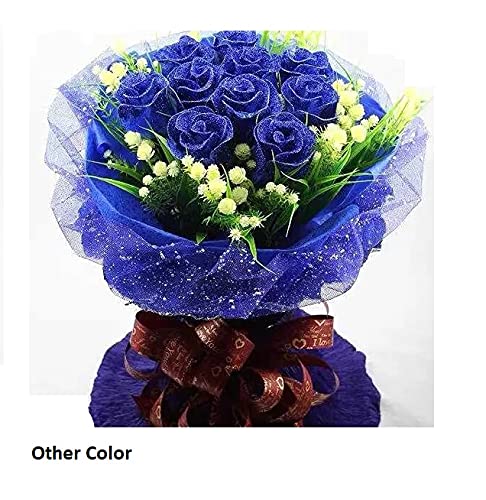 3A Featuretail 10 Ft Length/19in Width Snow Net Fabric Roll for Flowers Wrapping, Gift Wrapping, DIY Craft & Decoration (Blue, 1 Roll) - Image 5