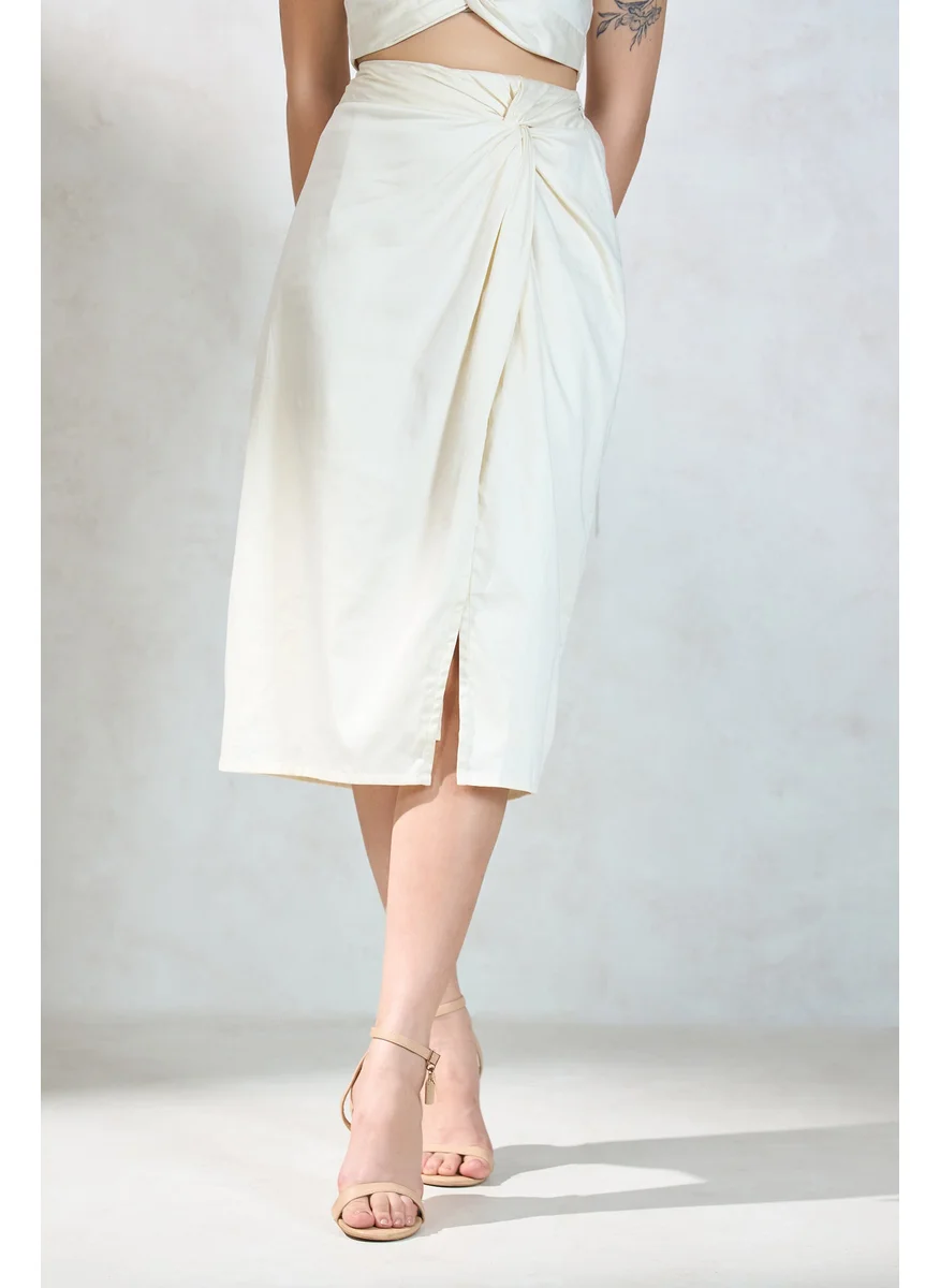 فيرجيو Virgio Women Cotton Midi Length Solid Skirt