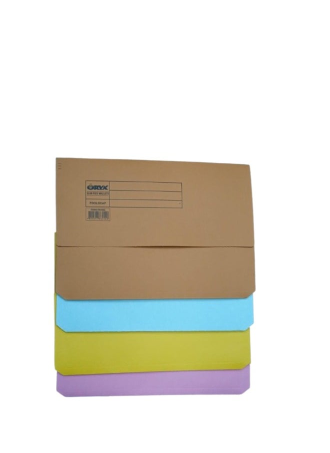 ORYX A4 Half Flap Rigid Card Document Wallets Assorted Colours - Pack of 10  - Image 1
