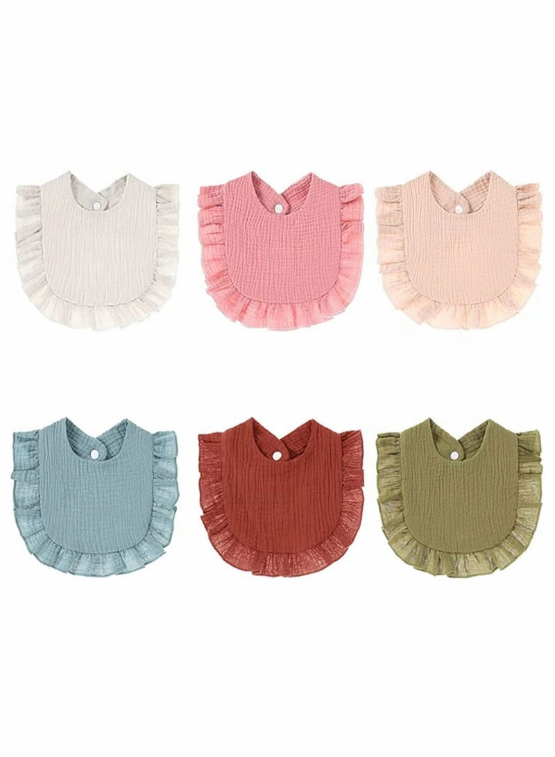 XiuWoo 6 Pack Muslin Bibs Baby Drool Multi-color Bandana 4 Layer Organic Cotton Super Soft & Absorbent for Infants Boys Girls Burp Newborn Infant Toddler, 0-2 Years Old - Image 1