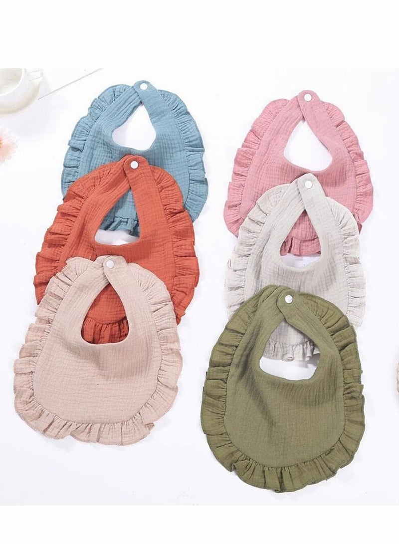 XiuWoo 6 Pack Muslin Bibs Baby Drool Multi-color Bandana 4 Layer Organic Cotton Super Soft & Absorbent for Infants Boys Girls Burp Newborn Infant Toddler, 0-2 Years Old - Image 5