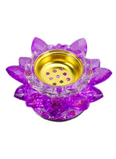 Generic Crystal Purple Lotus Flower Bakhoor Burner, Golden Ash Tray, Purple Shade Crystal Incense Burner, Crystal Lotus Flower Incense Stick Holder, Home Fragrance, Decorative Crystal Ornament - Purple  - Image 2
