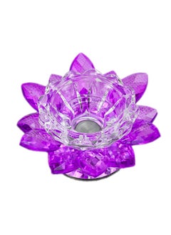 Generic Crystal Purple Lotus Flower Bakhoor Burner, Golden Ash Tray, Purple Shade Crystal Incense Burner, Crystal Lotus Flower Incense Stick Holder, Home Fragrance, Decorative Crystal Ornament - Purple  - Image 3