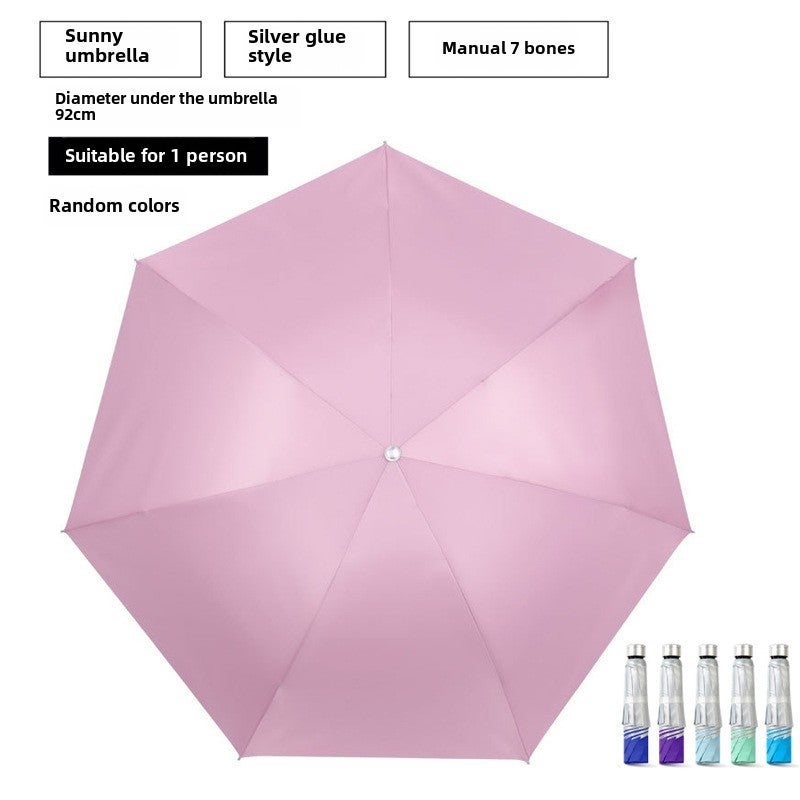 24-Rib Auto Umbrella 12k UV Protection Oversized Folding Sunshade 7 Bone Silver glue umbrella color random 