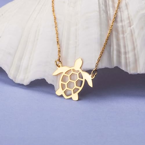 LLWOM Gold Necklace for Women-14K Gold Plated Turtle Necklace Dainty Gold Turtle Necklace for Women Trendy Necklaces Jewelry - Image 5