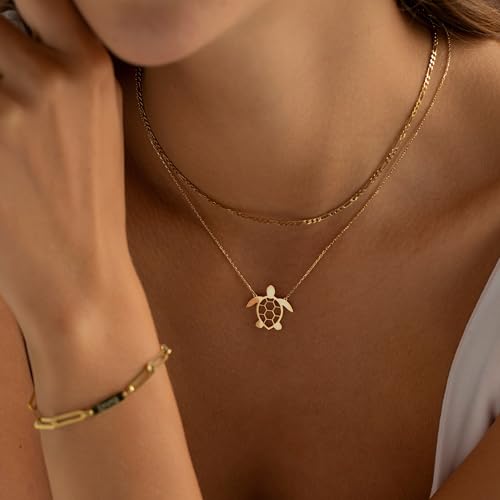 LLWOM Gold Necklace for Women-14K Gold Plated Turtle Necklace Dainty Gold Turtle Necklace for Women Trendy Necklaces Jewelry - Image 3