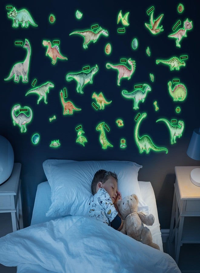 Robmoda Glow in The Dark Dinosaur Wall Decals, Glowing Stickers for Ceiling, Boys Bedroom Decoration, Large Luminous Removable Dinosaur Wall Decor for Nursery, Kids Birthday Gift - Image 2