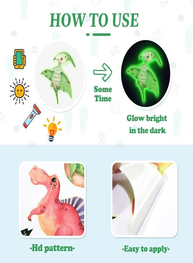 Robmoda Glow in The Dark Dinosaur Wall Decals, Glowing Stickers for Ceiling, Boys Bedroom Decoration, Large Luminous Removable Dinosaur Wall Decor for Nursery, Kids Birthday Gift - Image 4