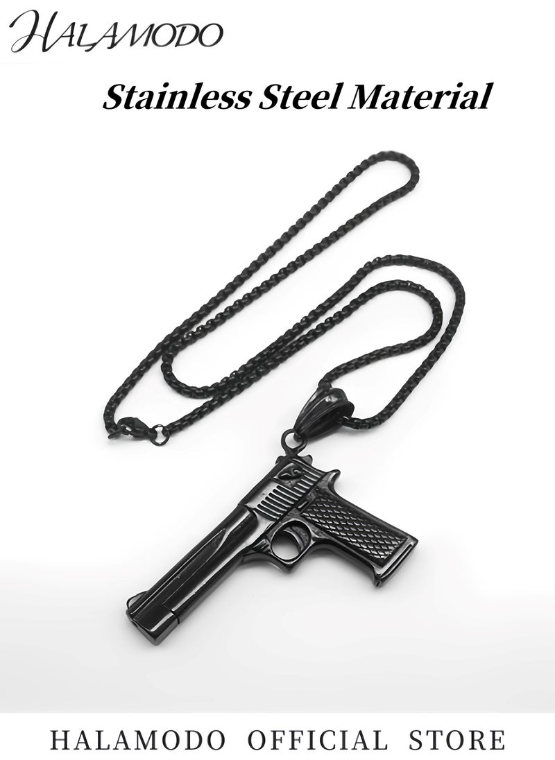 HALAMODO Men's Punk Pendant Necklace Stainless Steel Necklace Heavy Duty Necklace Sweater Chain Simple Clothing Accessories Gifts for Father & Boyfriend  - Image 4