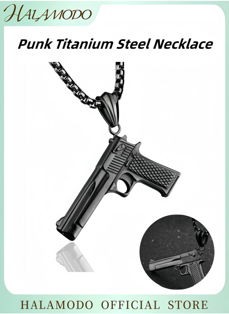 HALAMODO Men's Punk Pendant Necklace Stainless Steel Necklace Heavy Duty Necklace Sweater Chain Simple Clothing Accessories Gifts for Father & Boyfriend  - Image 1