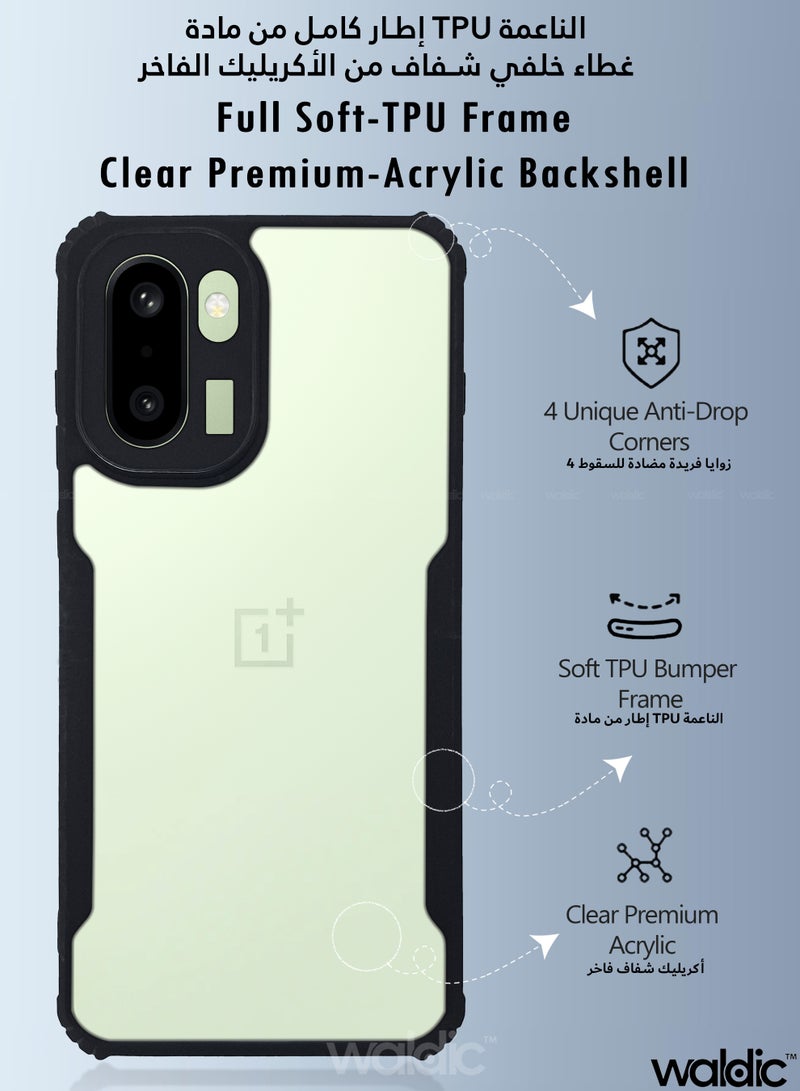 Waldic OnePlus 15R Premium Case | Premium Silicone Case Cover Designed for OnePlus 15R | OnePlus 15R Case Camera and Drop Protection Thin Protective Back Cover Case for OnePlus 15R - Clear/Black - Image 5