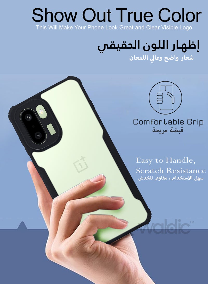 Waldic OnePlus 15R Premium Case | Premium Silicone Case Cover Designed for OnePlus 15R | OnePlus 15R Case Camera and Drop Protection Thin Protective Back Cover Case for OnePlus 15R - Clear/Black - Image 4