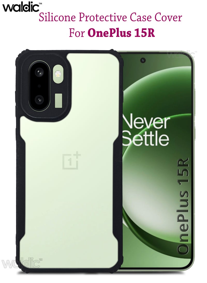 Waldic OnePlus 15R Premium Case | Premium Silicone Case Cover Designed for OnePlus 15R | OnePlus 15R Case Camera and Drop Protection Thin Protective Back Cover Case for OnePlus 15R - Clear/Black - Image 1