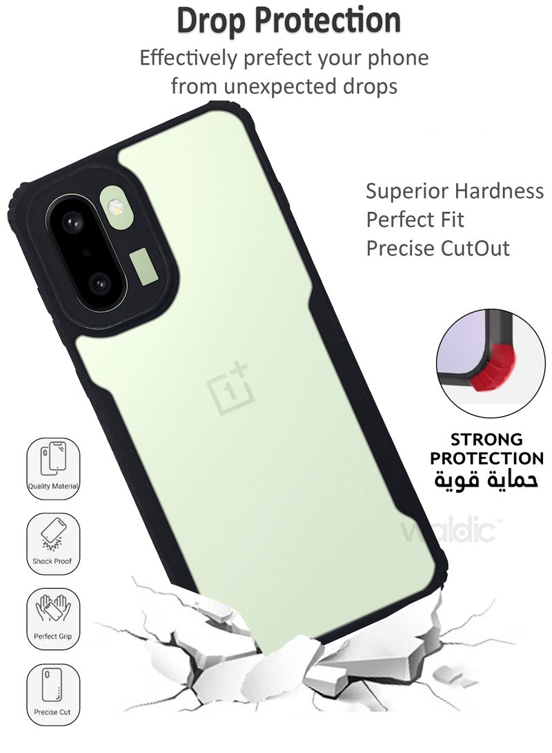 Waldic OnePlus 15R Premium Case | Premium Silicone Case Cover Designed for OnePlus 15R | OnePlus 15R Case Camera and Drop Protection Thin Protective Back Cover Case for OnePlus 15R - Clear/Black - Image 3