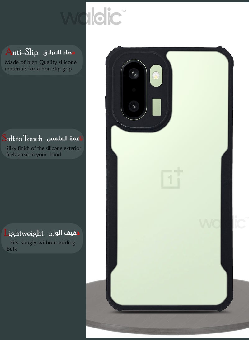 Waldic OnePlus 15R Premium Case | Premium Silicone Case Cover Designed for OnePlus 15R | OnePlus 15R Case Camera and Drop Protection Thin Protective Back Cover Case for OnePlus 15R - Clear/Black - Image 2