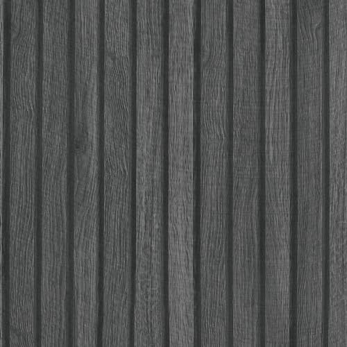 CHIHUT 17.7”x236” Black Wooden Slat Peel and Stick Wallpaper Wood Grain Contact Paper Self Adhesive Faux Wall Panel Wallpaper Removable Wood Wall Covering for Bedroom Countertops Cabinets Shelf Liner - Image 1