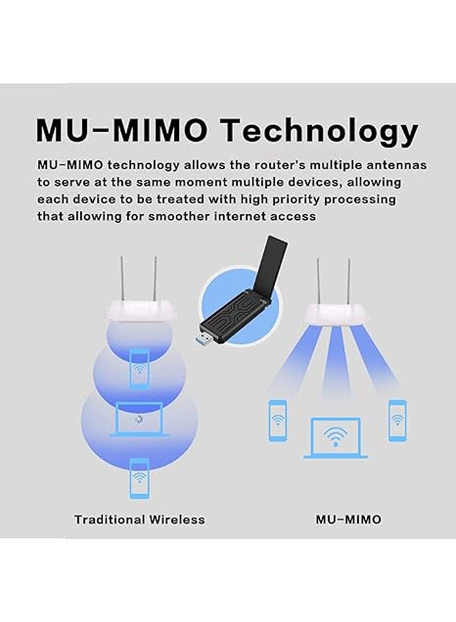 General PC WiFi Adapter, USB WiFi Antenna, Long Range AC1300Mbps Desktop PC WiFi Adapter, High Gain Dual Band 5dBi Antenna, USB 3.0, 2.4GHz/5GHz, Windows Compatible  - Image 5