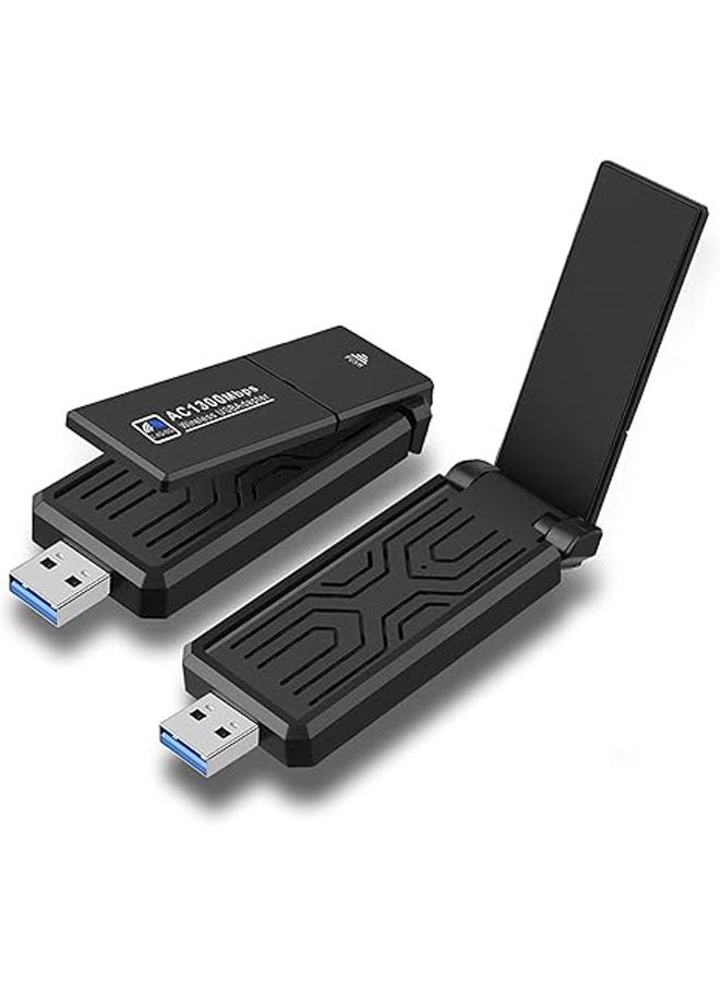 General PC WiFi Adapter, USB WiFi Antenna, Long Range AC1300Mbps Desktop PC WiFi Adapter, High Gain Dual Band 5dBi Antenna, USB 3.0, 2.4GHz/5GHz, Windows Compatible  - Image 1