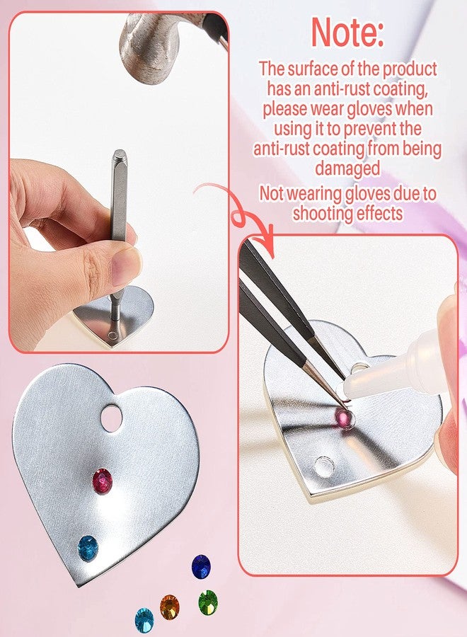 Zhehao Flat Back Crystals Setter Metal Stamping Punches Kit Includes 3 Pieces Jewelry Metal Stamping Tool for DIY, 1.8 mm, 2.5 mm, 4 mm and 1500 Pieces Multi Colored Rhinestones Crystals - Image 3