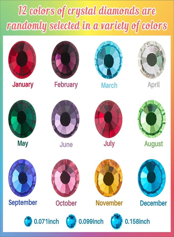 Zhehao Flat Back Crystals Setter Metal Stamping Punches Kit Includes 3 Pieces Jewelry Metal Stamping Tool for DIY, 1.8 mm, 2.5 mm, 4 mm and 1500 Pieces Multi Colored Rhinestones Crystals - Image 4