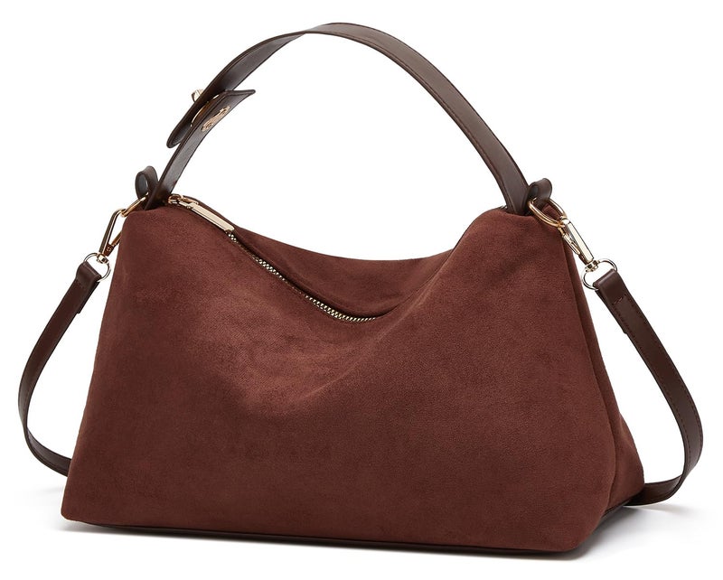 Jusavie Slouchy Suede Cloud Hobo Bags Women Crescent Satchels Shoulder Bag Crossbody Phone Purse Trendy Top-handle Tote Handbag - Image 1