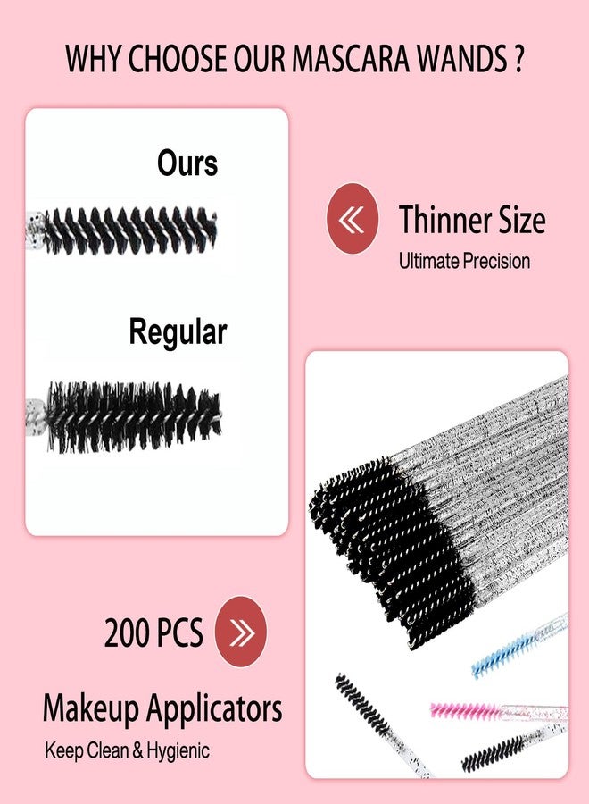 Corconess 200pcs Skinny Mascara Wands Mini Eyelash Brushes Disposable Lash Spoolies Eyebrow Brush Spoolies For Eyebrows Eyelash Extension Supplies - Image 2