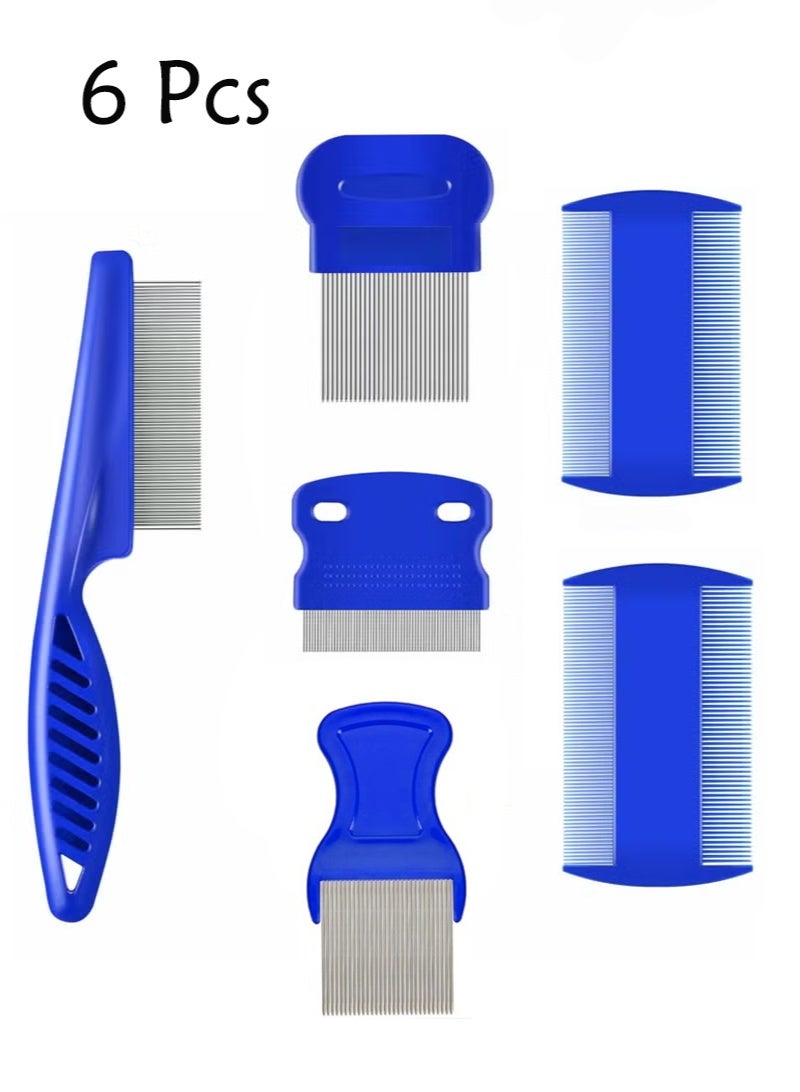6 Pcs Flea Tick Comb, Stainless Steel Round Teeth Dog and Cat Grooming Comb, Double-Sided Professional Pet Tear Stain Remover, Shedding Tool for Small, Medium and Large Pets - Image 1