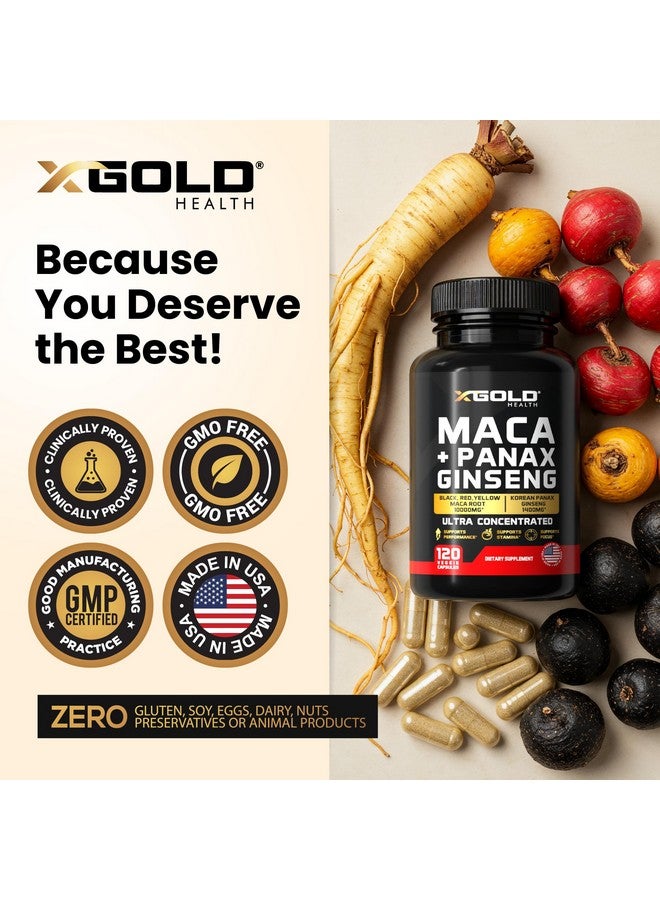 X Gold Health Maca Root Capsules 10,000mg + Korean Panax Ginseng 1,400mg - 20x Concentrated Extract Black + Red + Yellow Maca Root, 10x Concentrated Extract Panax Ginseng Capsules - Ultra Potent & Highly Purified - Image 5