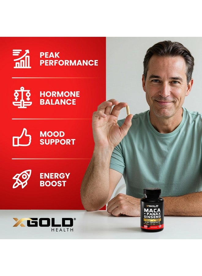 X Gold Health Maca Root Capsules 10,000mg + Korean Panax Ginseng 1,400mg - 20x Concentrated Extract Black + Red + Yellow Maca Root, 10x Concentrated Extract Panax Ginseng Capsules - Ultra Potent & Highly Purified - Image 4