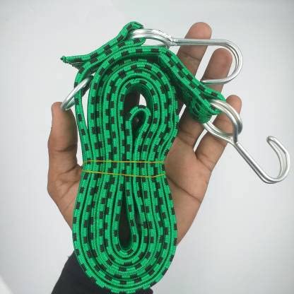 Dinojames Multipurpose Elastic Rope – 30mm Width, 6 ft Stretchable to 10 ft, Rectangle Shape, Metal ABS Hooks, Multicolored – Ideal for Motorcycle, Bike, Car Luggage - Image 1