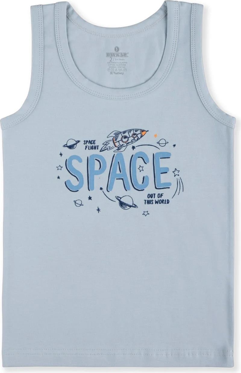 Baykar Boy's Cotton Crew Neck Printed Undershirt T-Shirt 3-Pack 2422 Color
