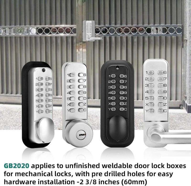 Casmer GB2020 Gate Lock Box for Double Keypad Mechanical Combination Lock，Steel Gate Box GB2020 for Metal Gates and Fence (NOT for Aluminum GATE) - 2 3/8" Inch 60mm Backset - Image 4
