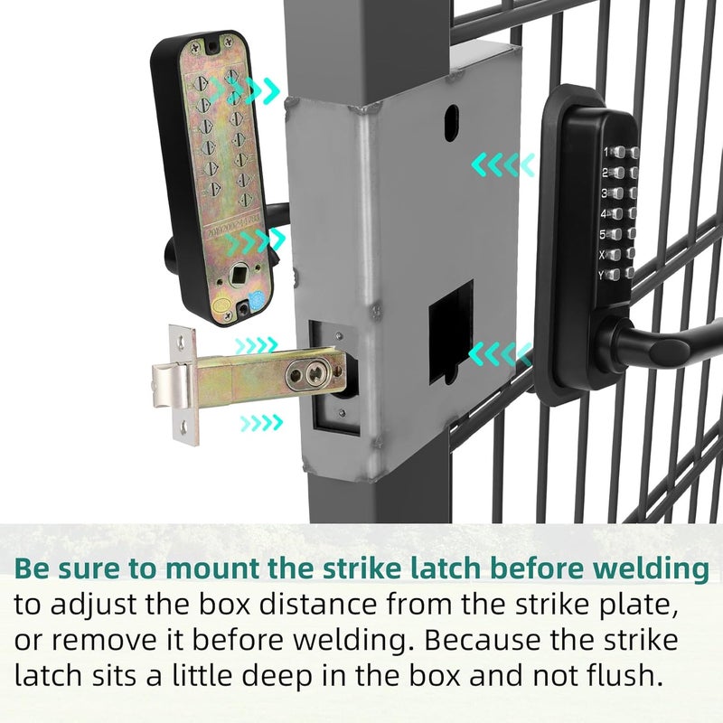 Casmer GB2020 Gate Lock Box for Double Keypad Mechanical Combination Lock，Steel Gate Box GB2020 for Metal Gates and Fence (NOT for Aluminum GATE) - 2 3/8" Inch 60mm Backset - Image 5